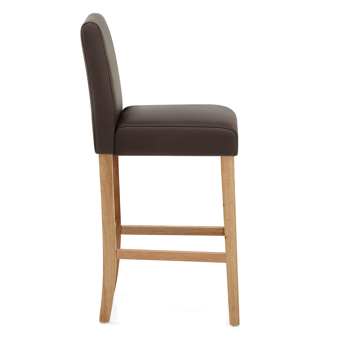 Tabouret de Bar Bois Cuir Croûté - Tetbury Marron 