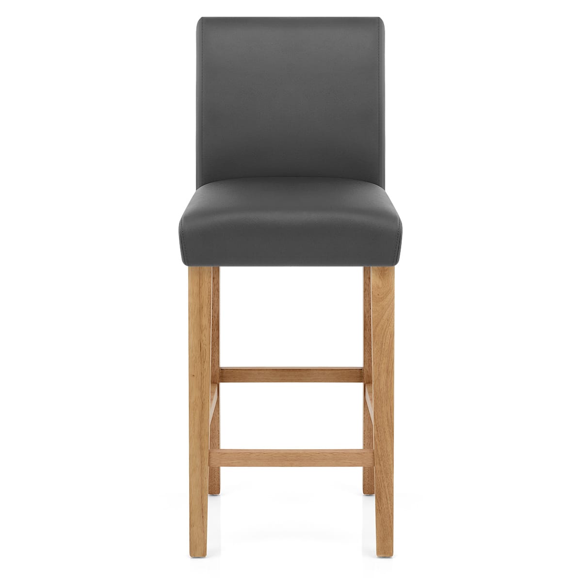 Tabouret de Bar Bois Cuir Croûté - Tetbury Gris 