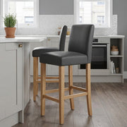 Tabouret de Bar Bois Cuir Croûté - Tetbury Gris 