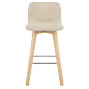 Tide Wooden Stool Beige Fabric
