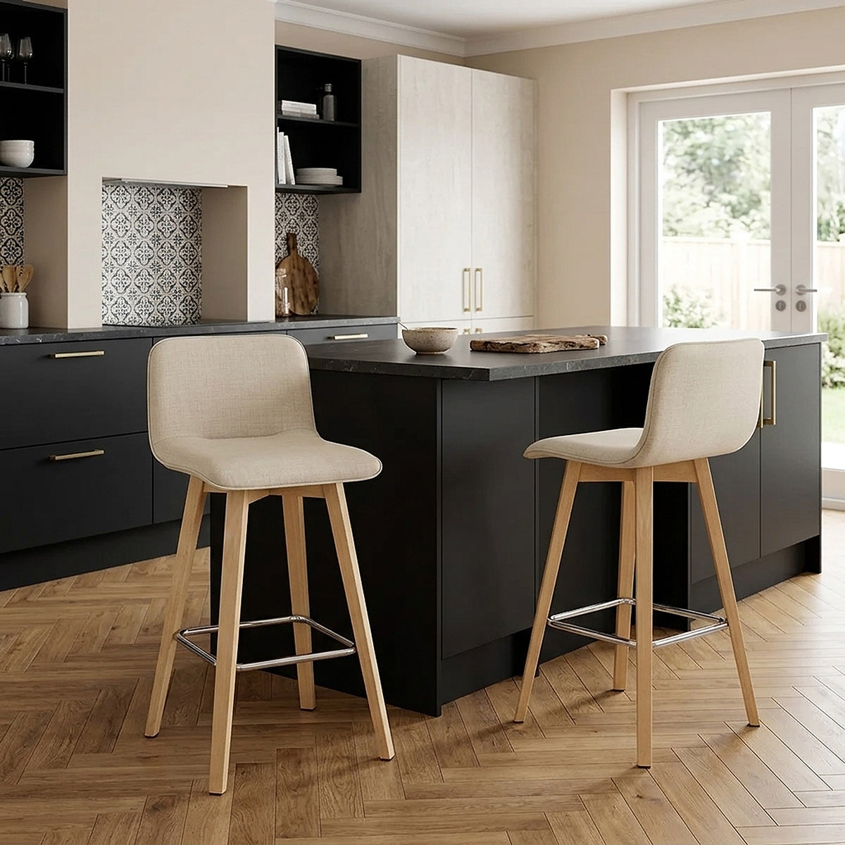 Chaise de Bar Bois - Tide Crème 