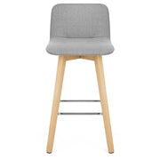 Tide Wooden Stool Grey Fabric