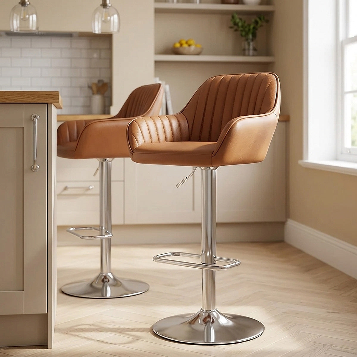 Tabouret de Bar Cuir Véritable - Tokyo Marron 