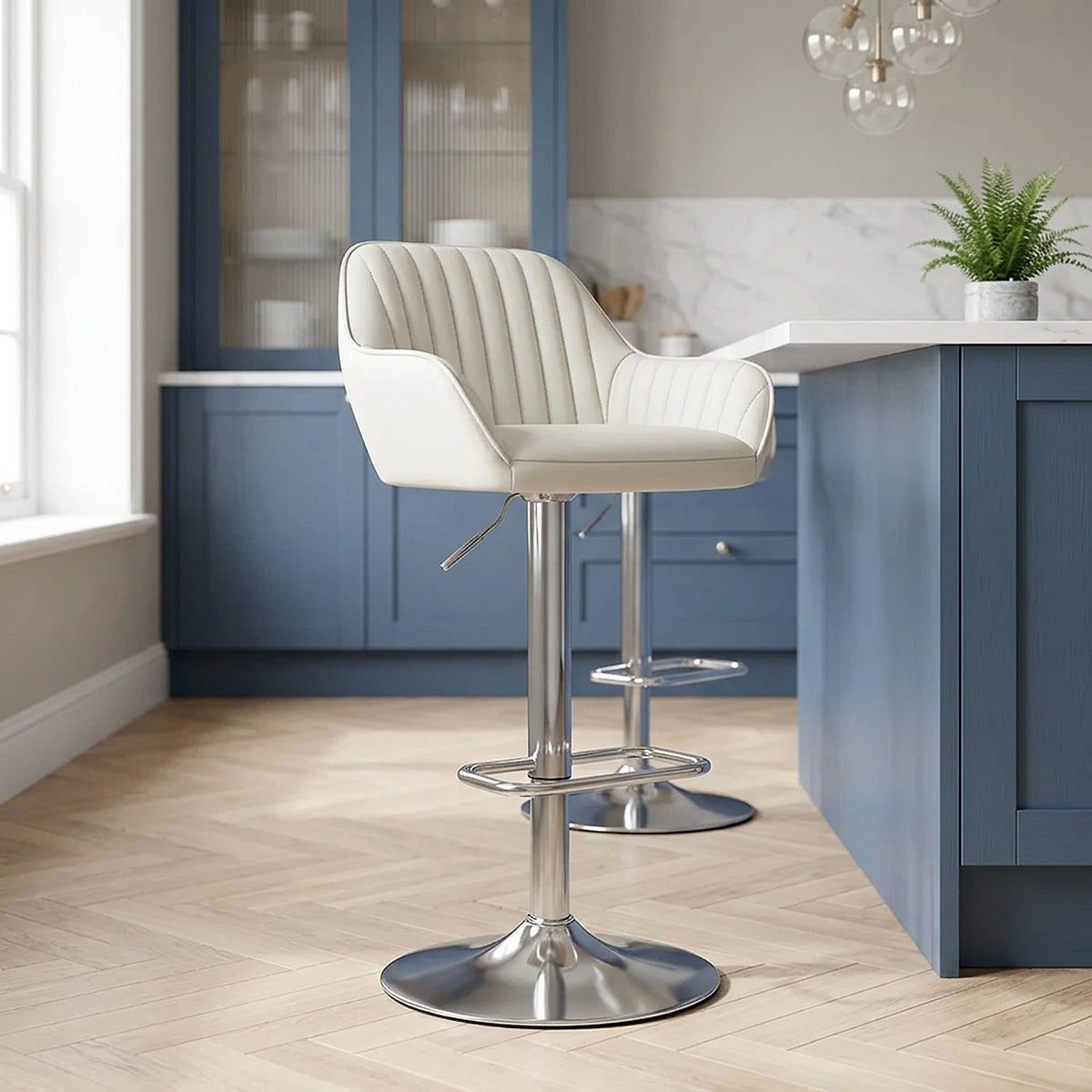 Tabouret de Bar Cuir Véritable - Tokyo Crème 