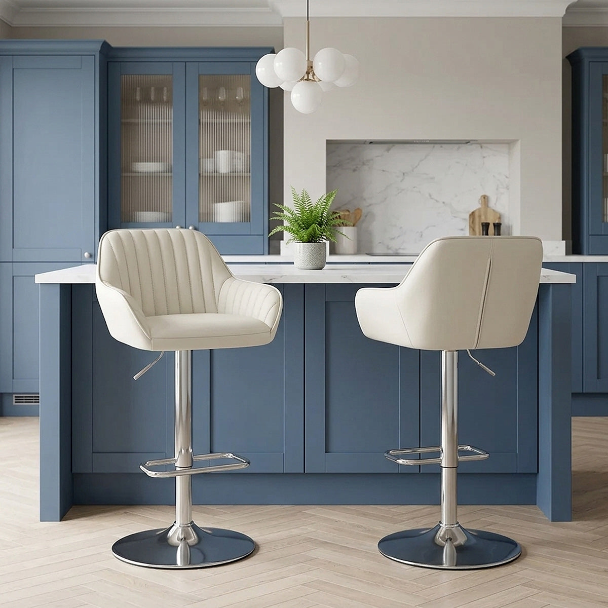 Tabouret de Bar Cuir Véritable - Tokyo Crème 