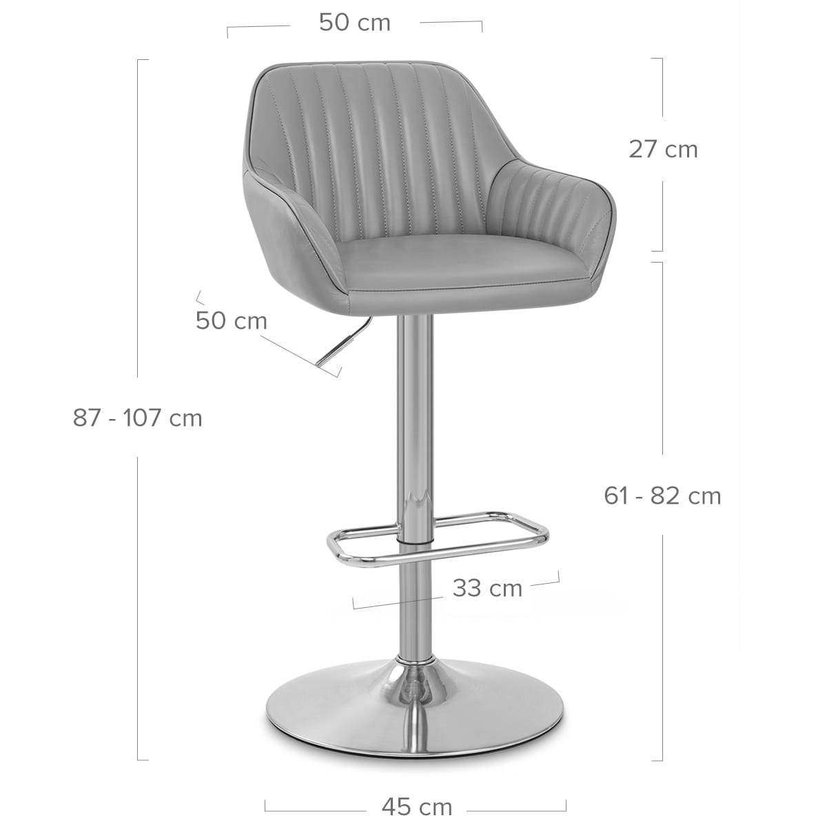 Tokyo Real Leather Brushed Stool Grey