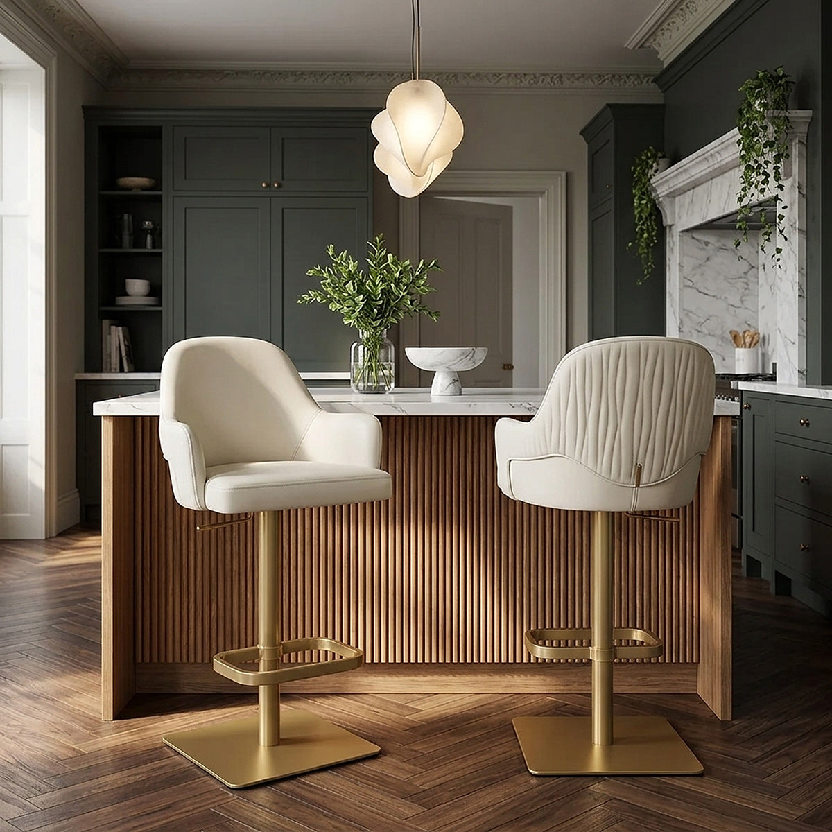 Tabouret de bar doré - Toni Crème 