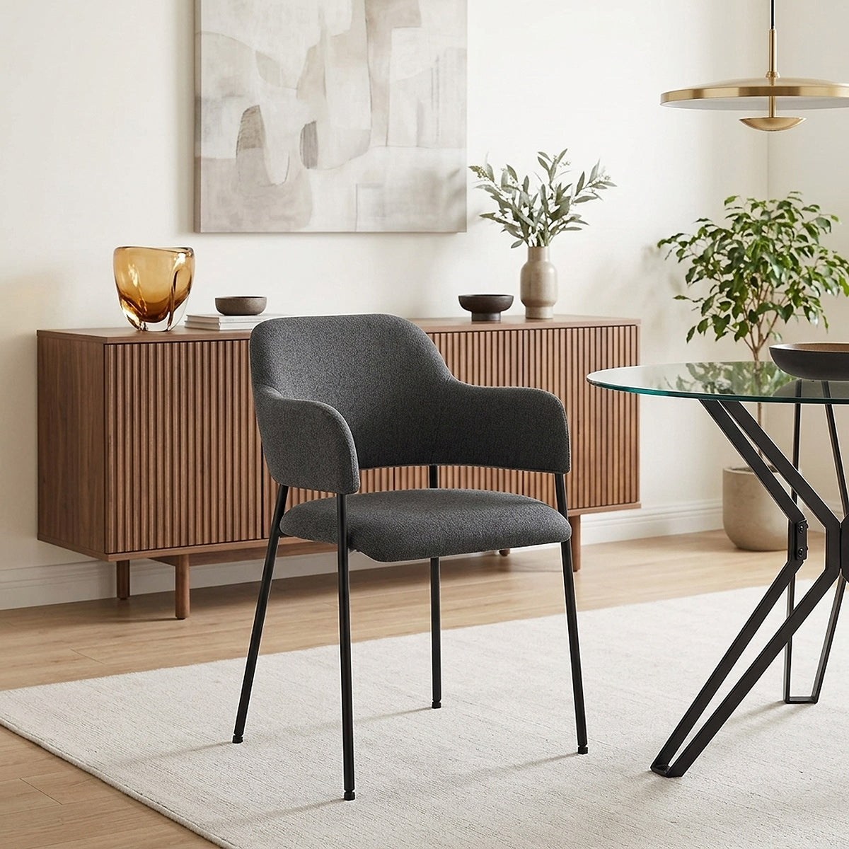Chaise Metal Tissu - Trent Gris Foncé 