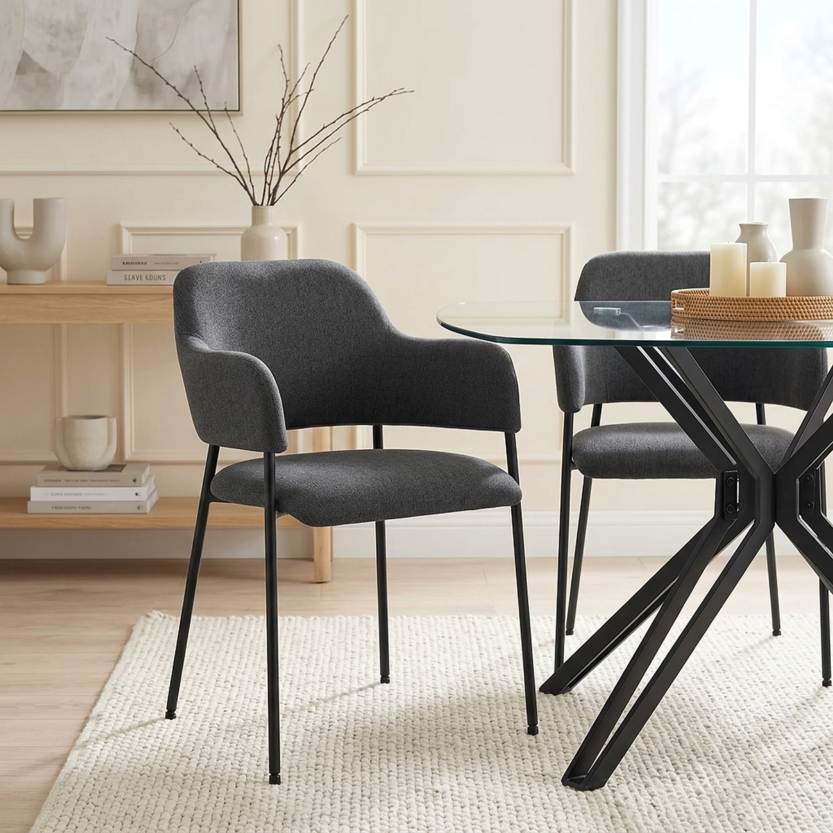 Chaise Metal Tissu - Trent Gris Foncé 
