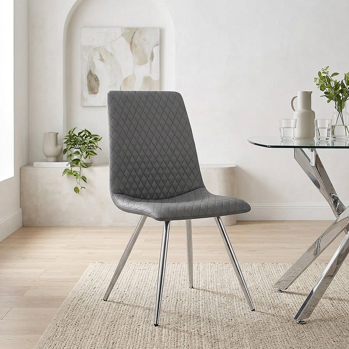 Chaise Faux Cuir - Trévi Gris Foncé 