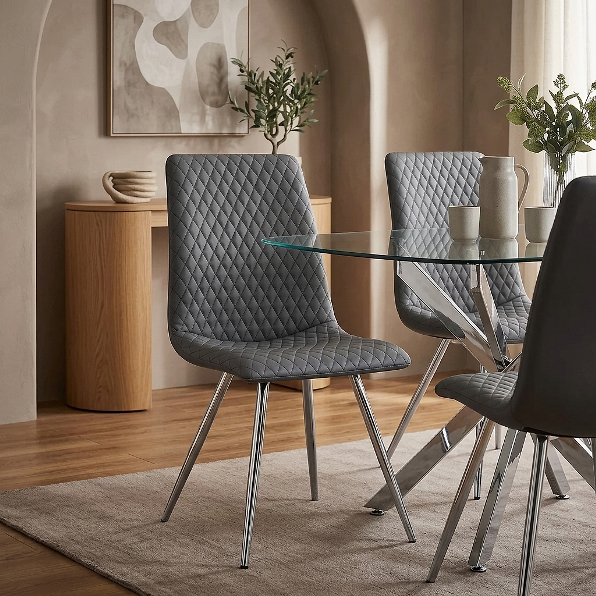 Chaise Faux Cuir - Trévi Gris Foncé 