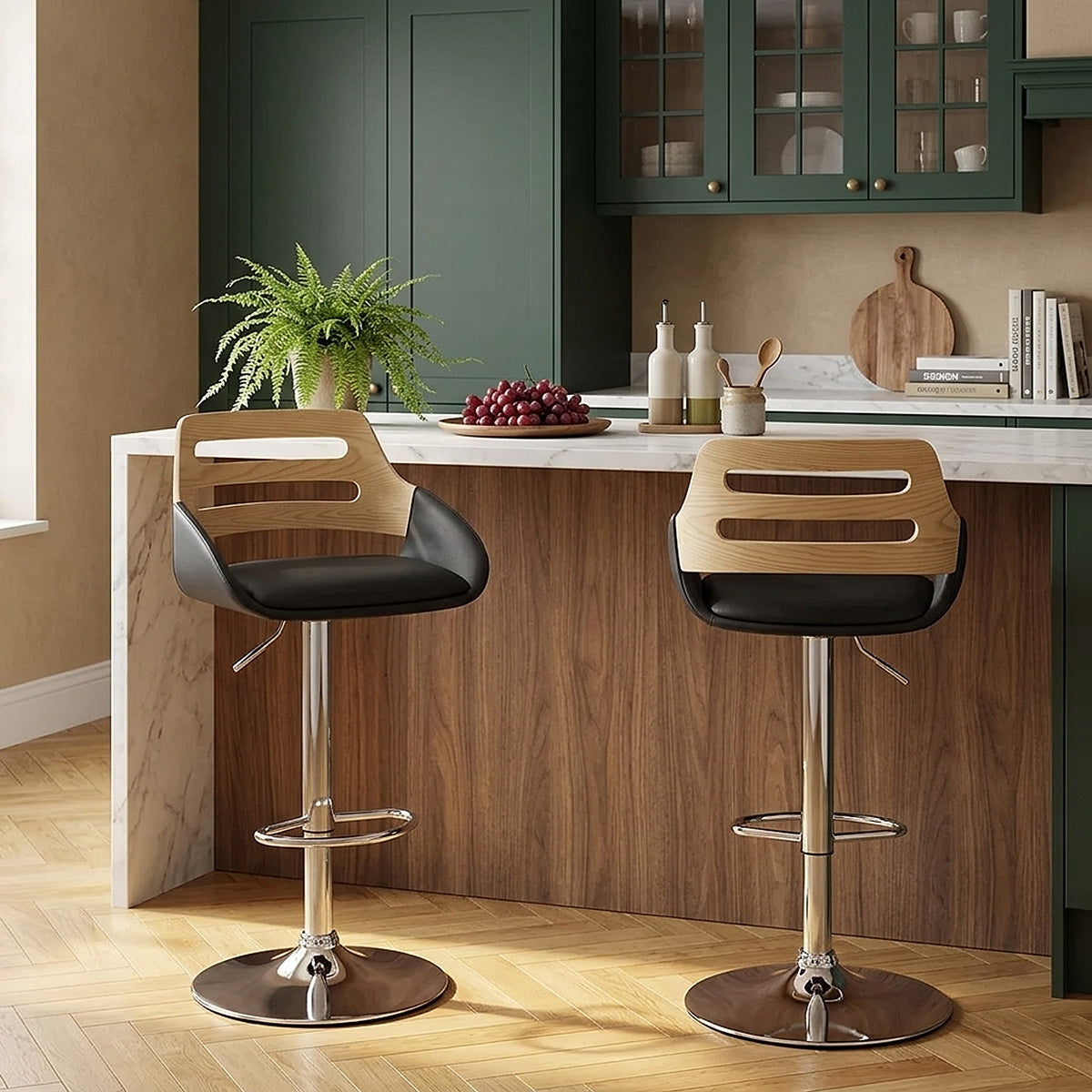 Tabouret de bar Faux Cuir - Trio Noir 
