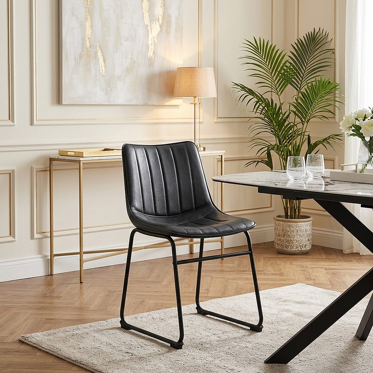 Chaise Faux Cuir - Tucker Noir 