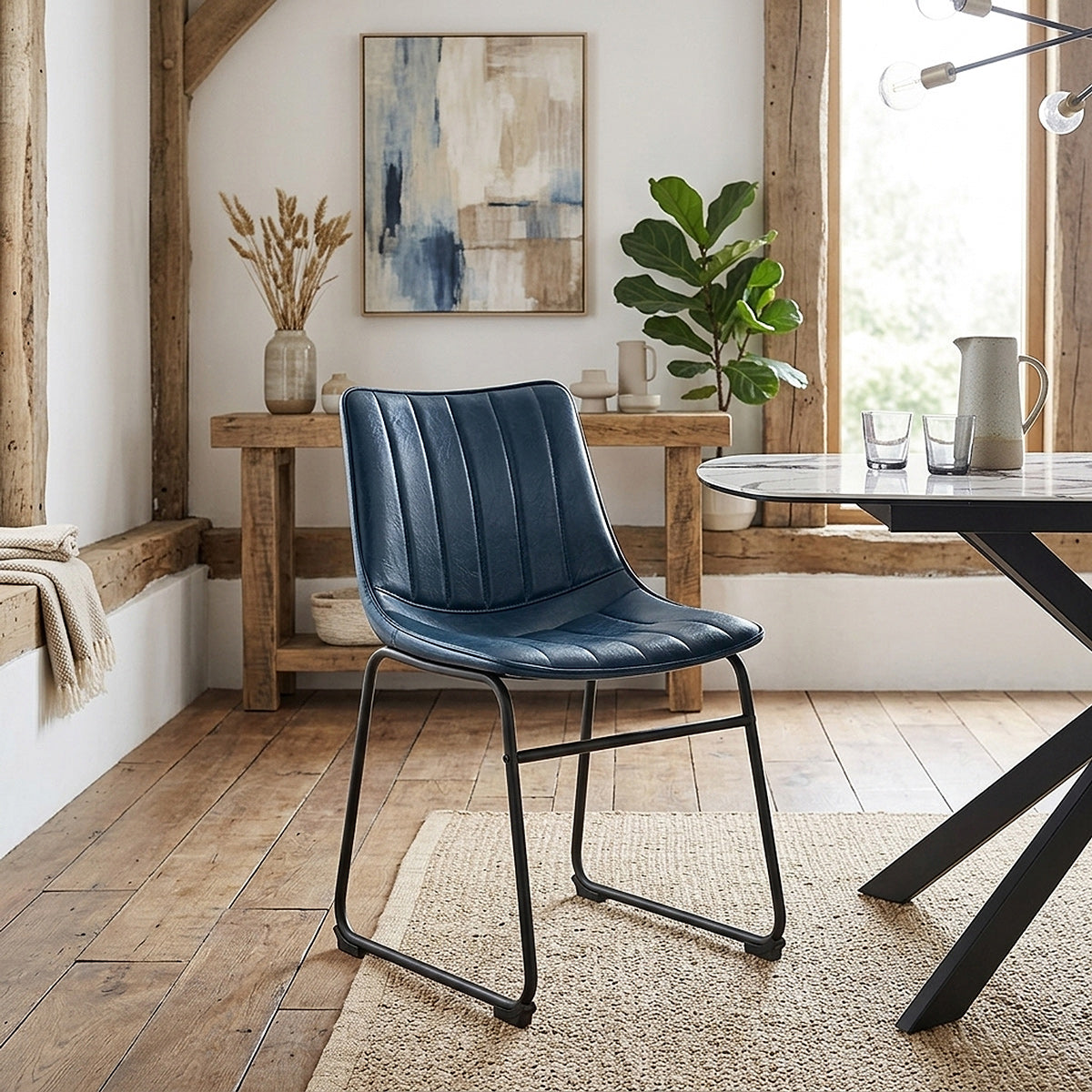 Chaise Faux Cuir - Tucker Bleu 