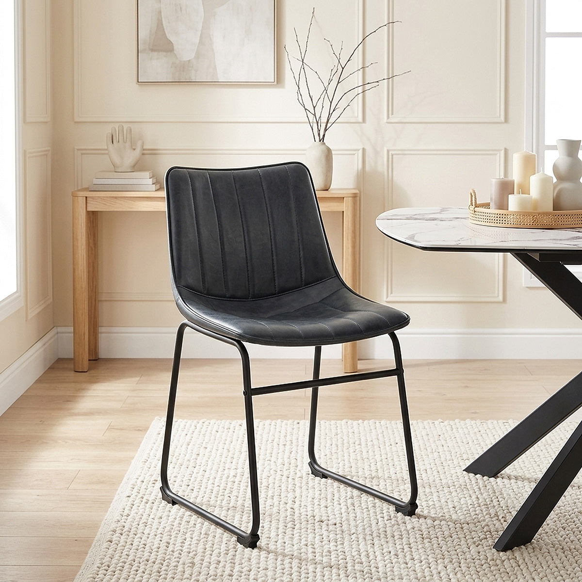 Chaise Faux Cuir - Tucker Bleu Foncé