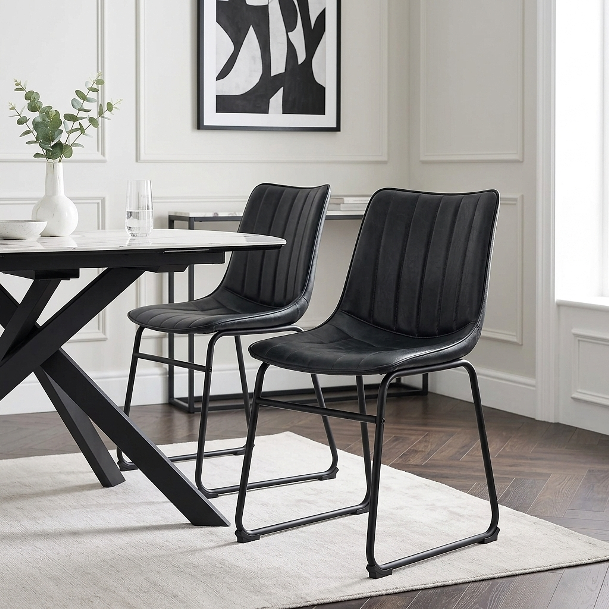Chaise Faux Cuir - Tucker Bleu Foncé