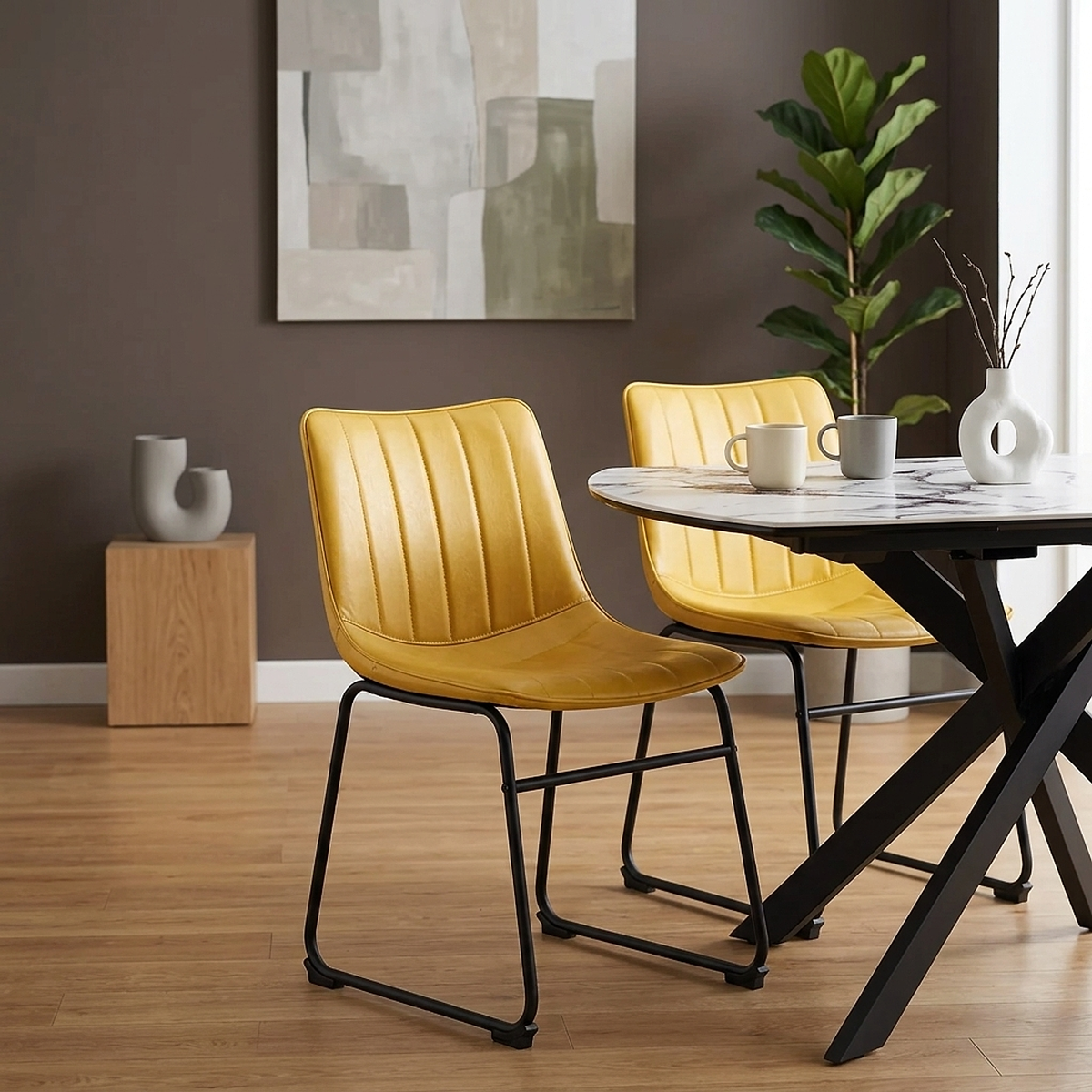 Chaise Faux Cuir - Tucker Jaune 