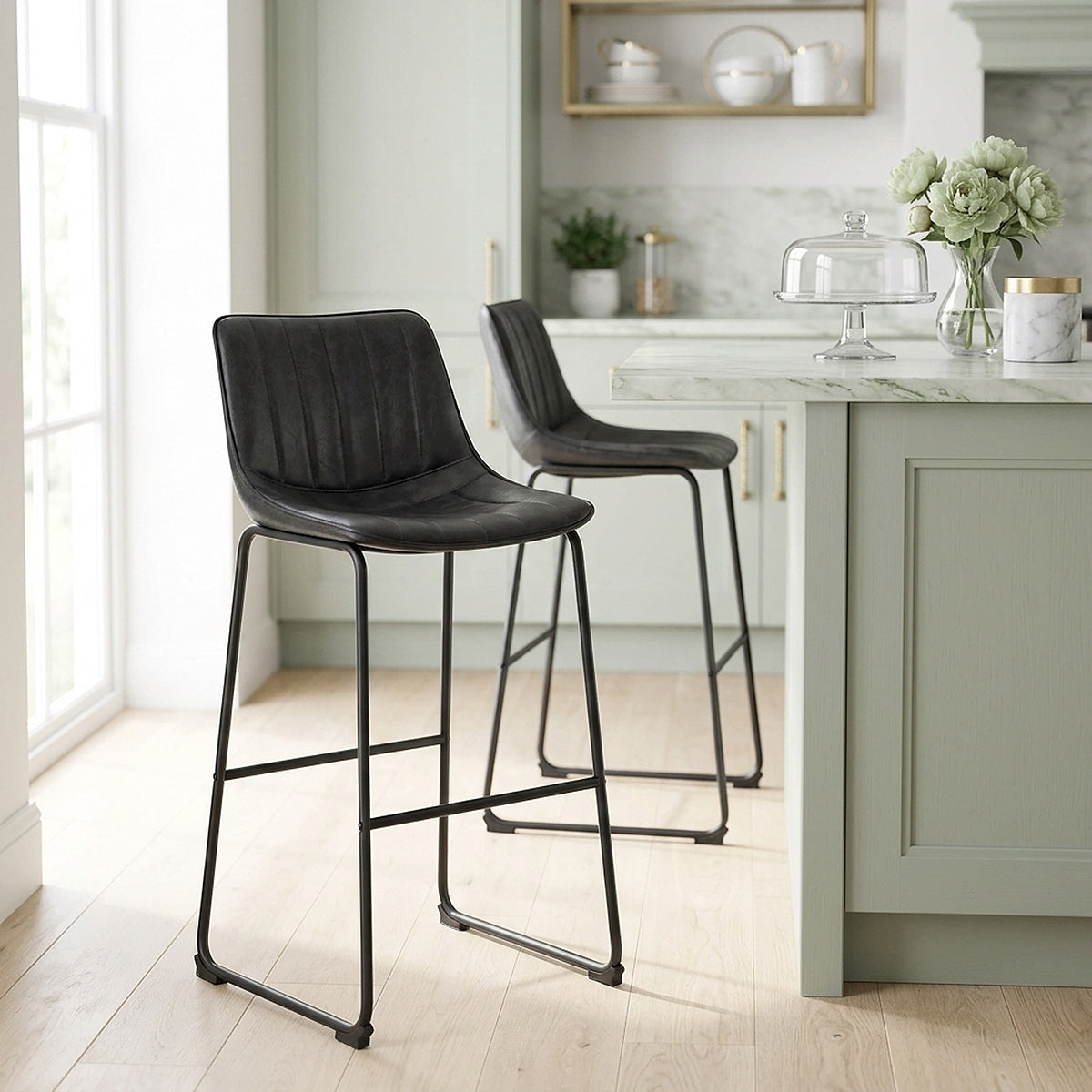 Chaise de Bar Faux Cuir - Tucker Noir 