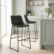 Chaise de Bar Faux Cuir - Tucker Noir 