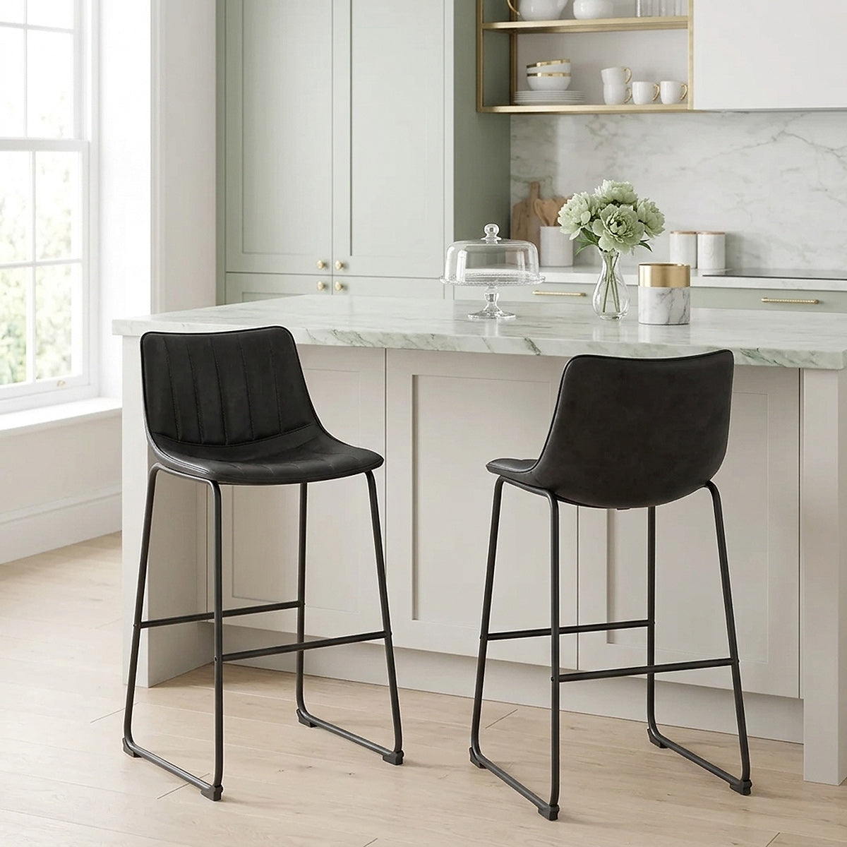 Chaise de Bar Faux Cuir - Tucker Noir 