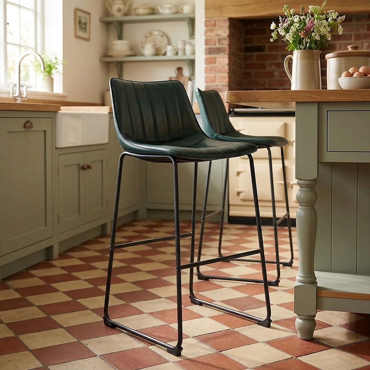Chaise de Bar Faux Cuir - Tucker Vert 