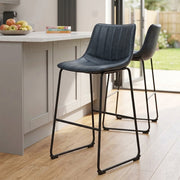 Chaise de Bar Faux Cuir - Tucker Bleu Foncé