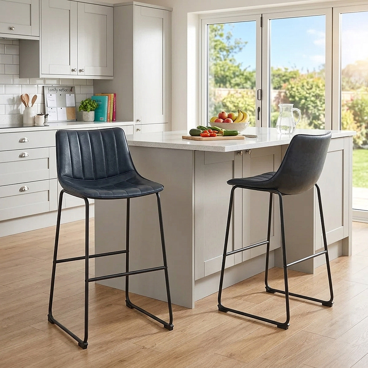 Chaise de Bar Faux Cuir - Tucker Bleu Foncé