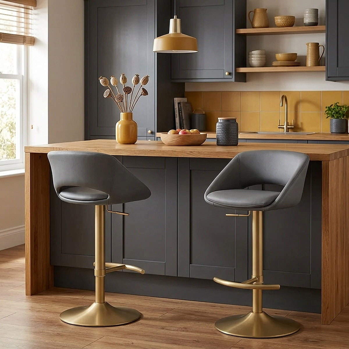 Tabouret de Bar Metal Doré - Tulsa Gris 