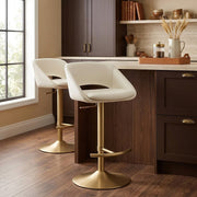 Tulsa Brushed Gold Stool Ivory