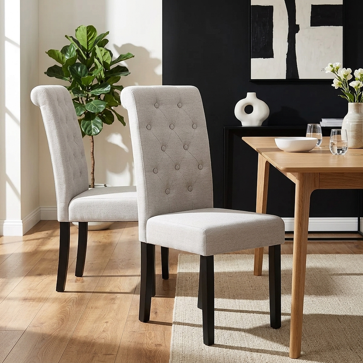 Chaise Tissu Bois - Utah Taupe 