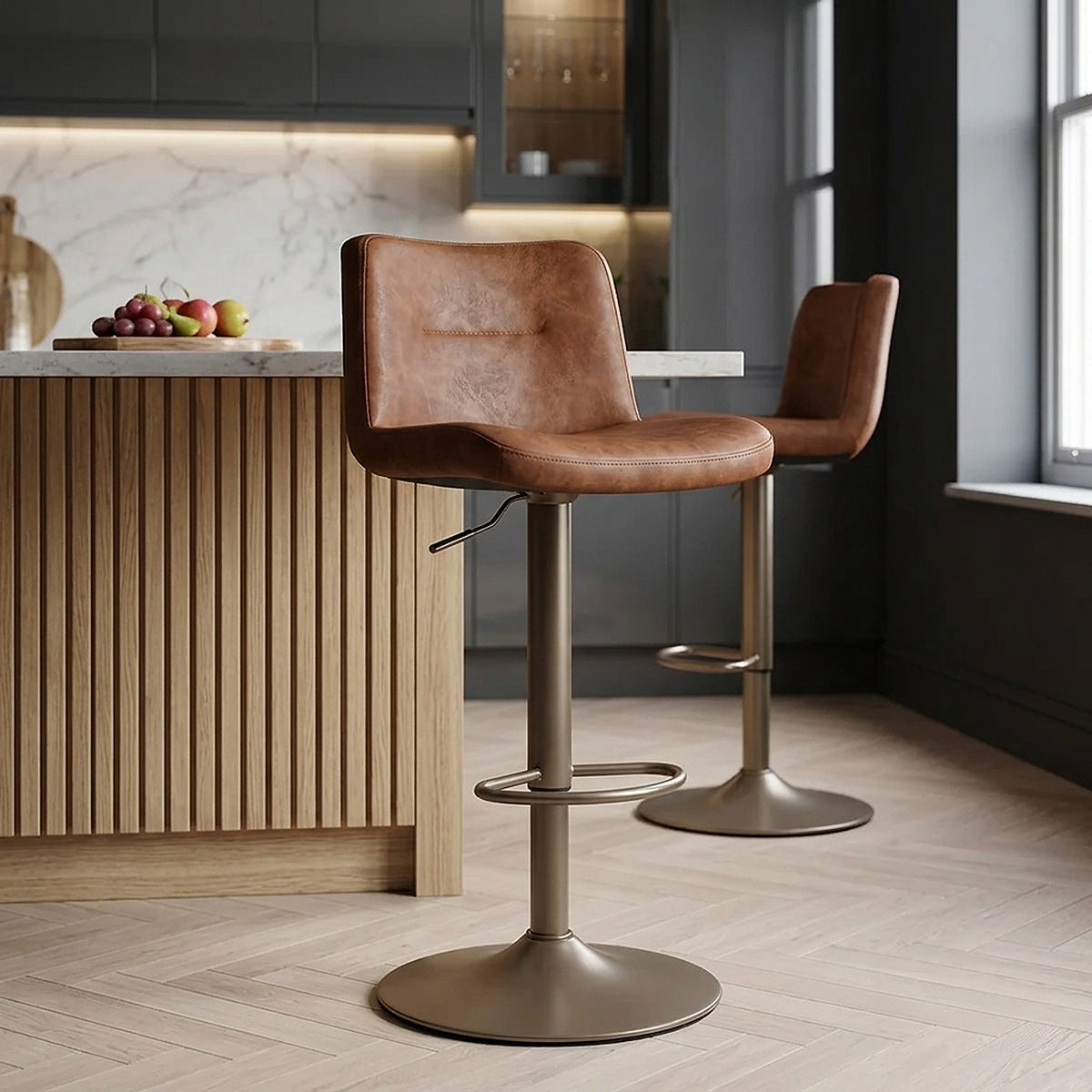 Tabouret de Bar Faux Cuir Antique - Utopia Marron 