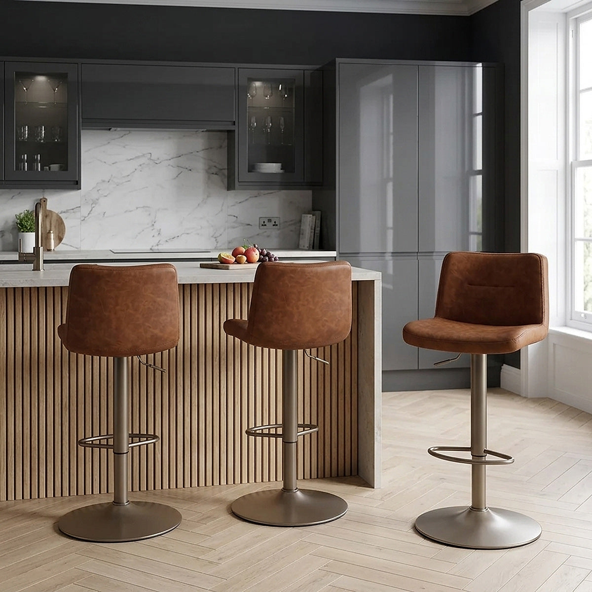 Tabouret de Bar Faux Cuir Antique - Utopia Marron 