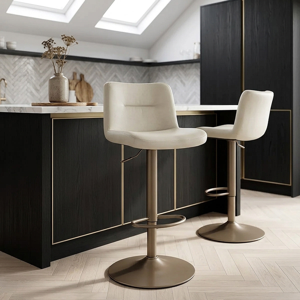 Tabouret de Bar Faux Cuir Antique - Utopia Crème 
