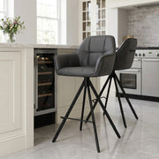 Tabouret Faux Cuir - Venice Gris Foncé 