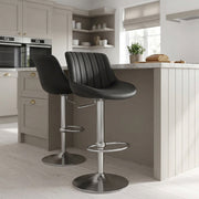 Tabouret Cuir Véritable - Versailles Noir 