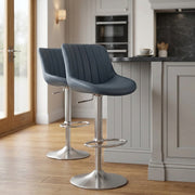 Tabouret Cuir Véritable - Versailles Bleu 