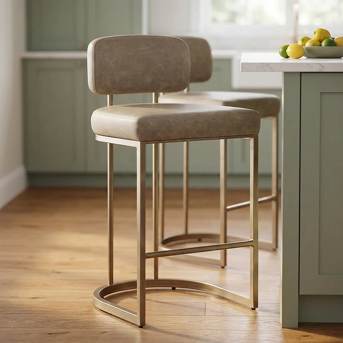 Tabouret Faux Cuir - Verve Crème 