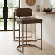 Tabouret Faux Cuir - Verve Marron