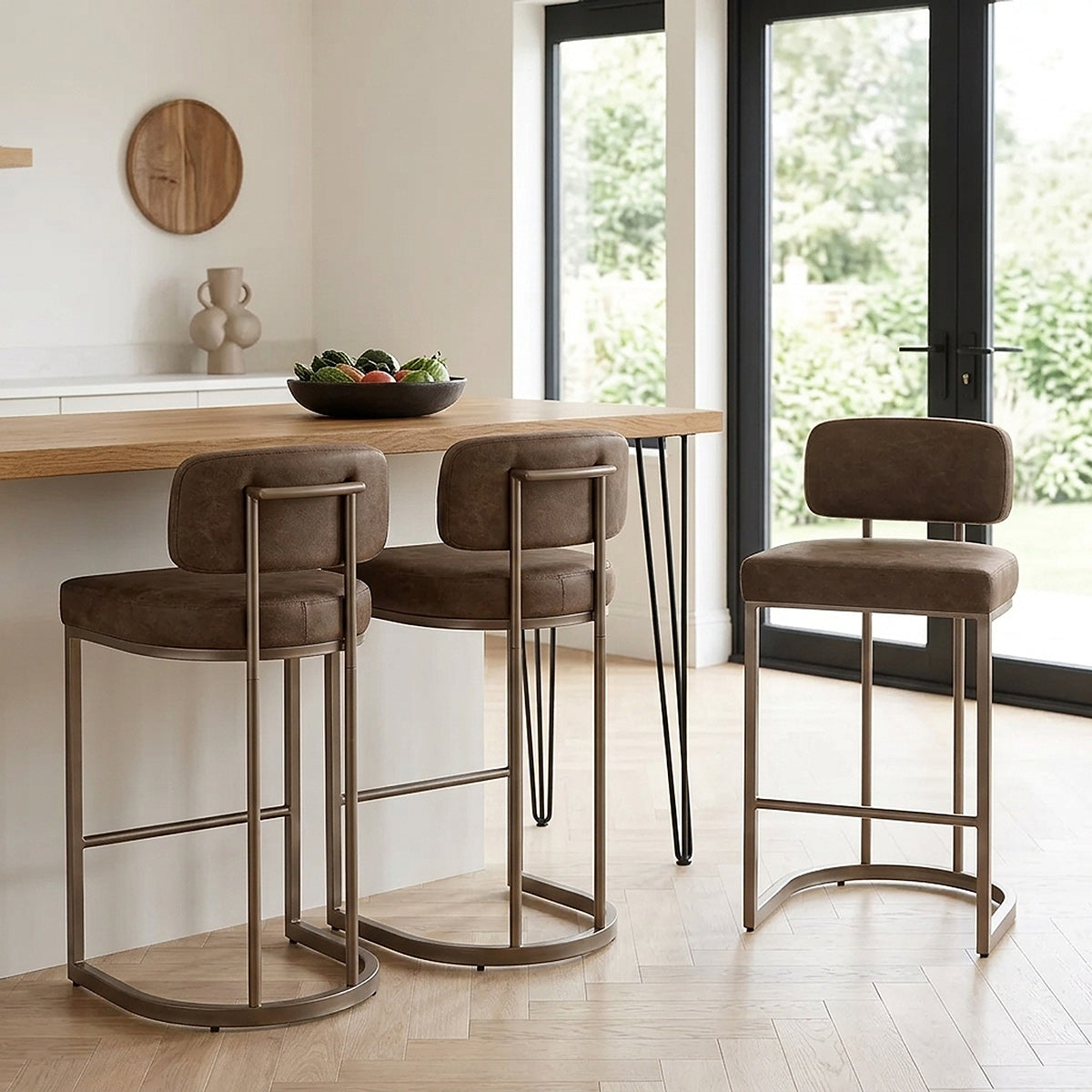 Tabouret Faux Cuir - Verve Marron
