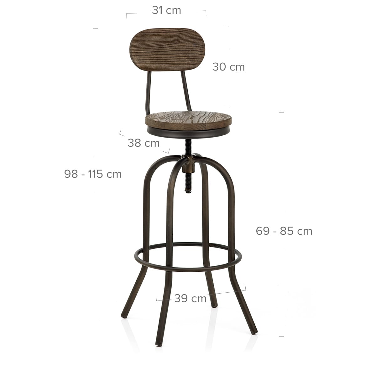 Vintage Swivel Stool Dark Wood