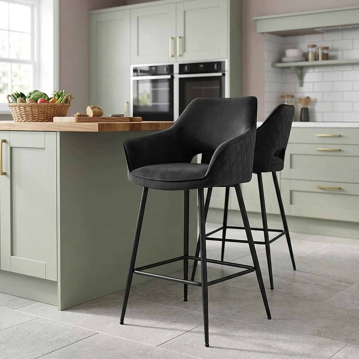 Chaise de bar Velours - Viola Noir 