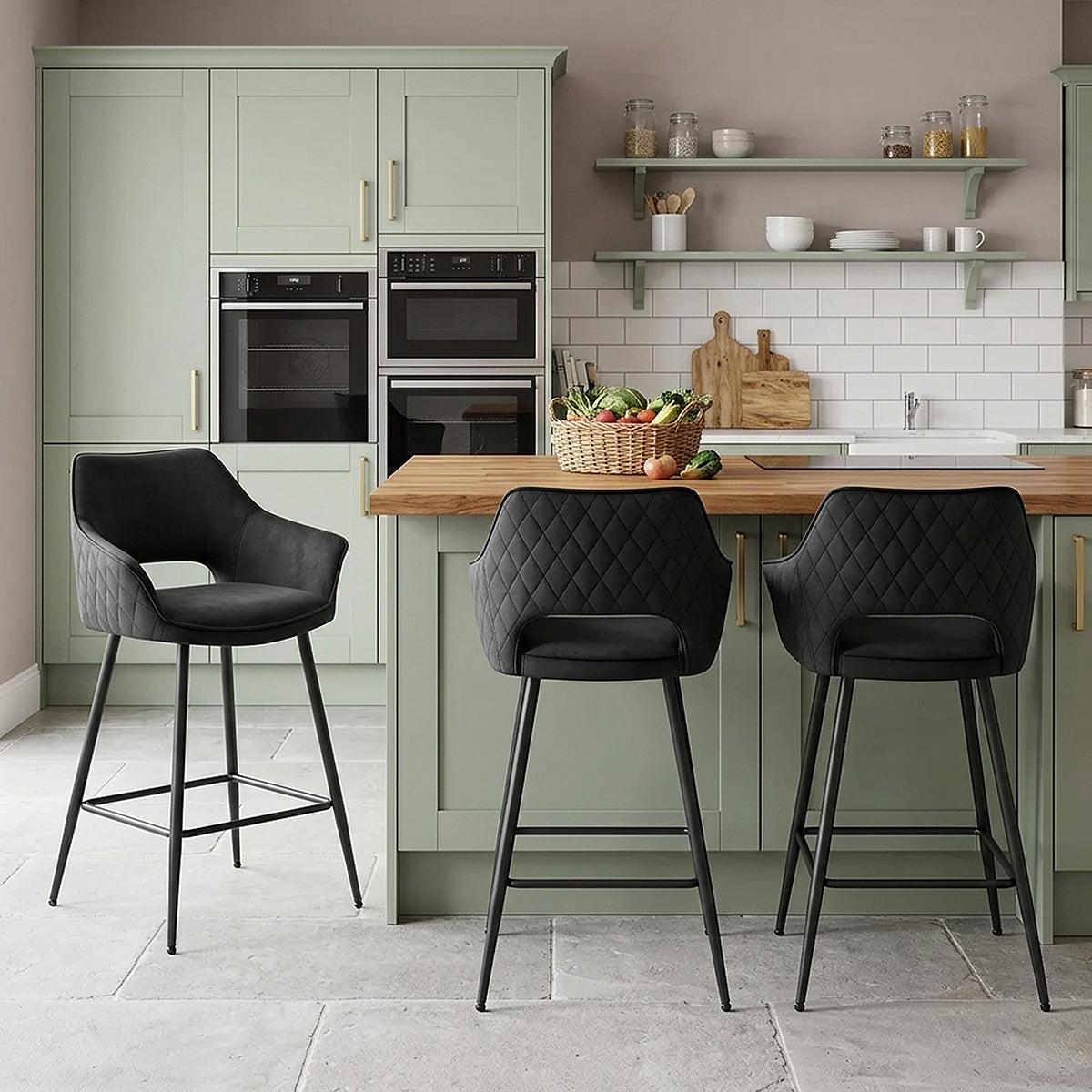 Chaise de bar Velours - Viola Noir 