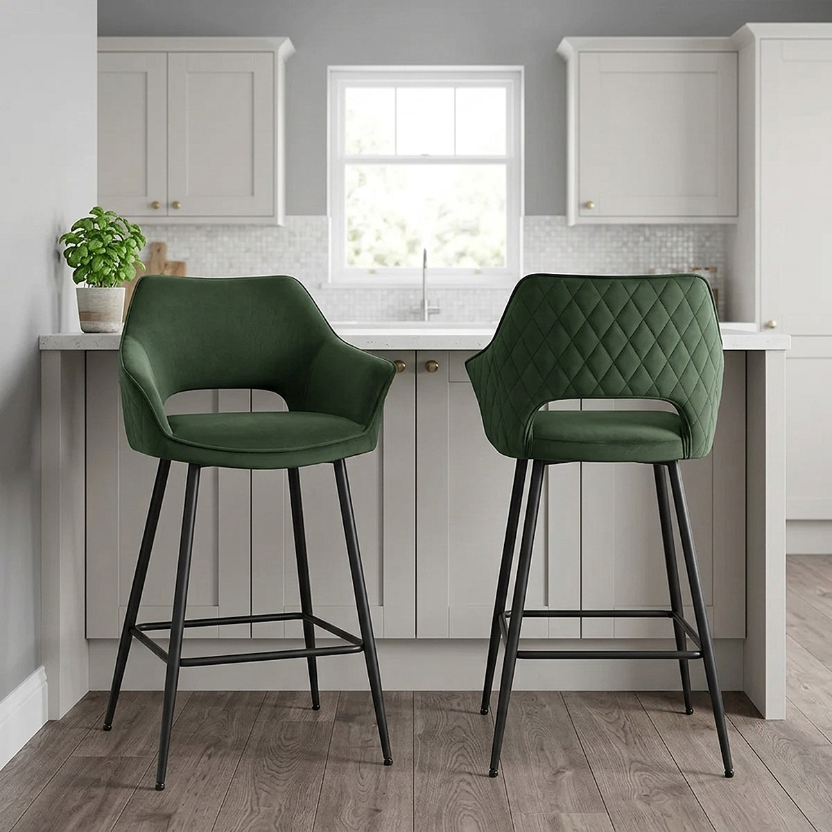 Chaise de bar Velours - Viola Vert 