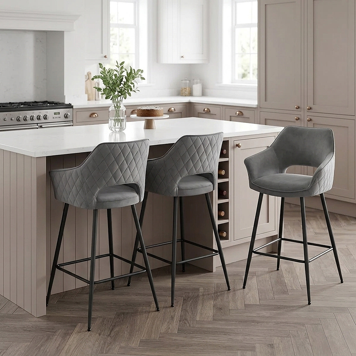 Chaise de bar Velours - Viola Gris 