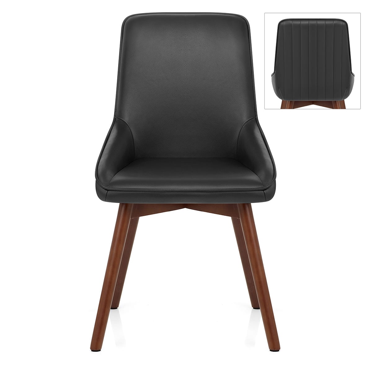 Chaise Cuir Veritable Bois - Vito Noir