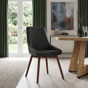 Chaise Cuir Veritable Bois - Vito Noir