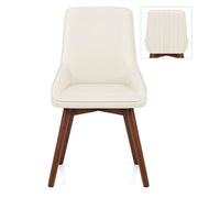 Chaise Cuir Veritable Bois - Vito Crème