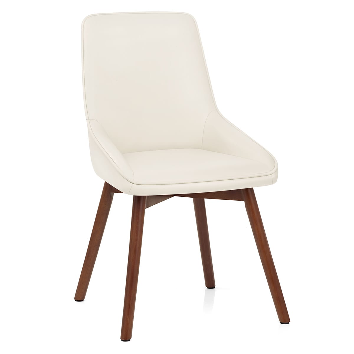 Chaise Cuir Veritable Bois - Vito Crème