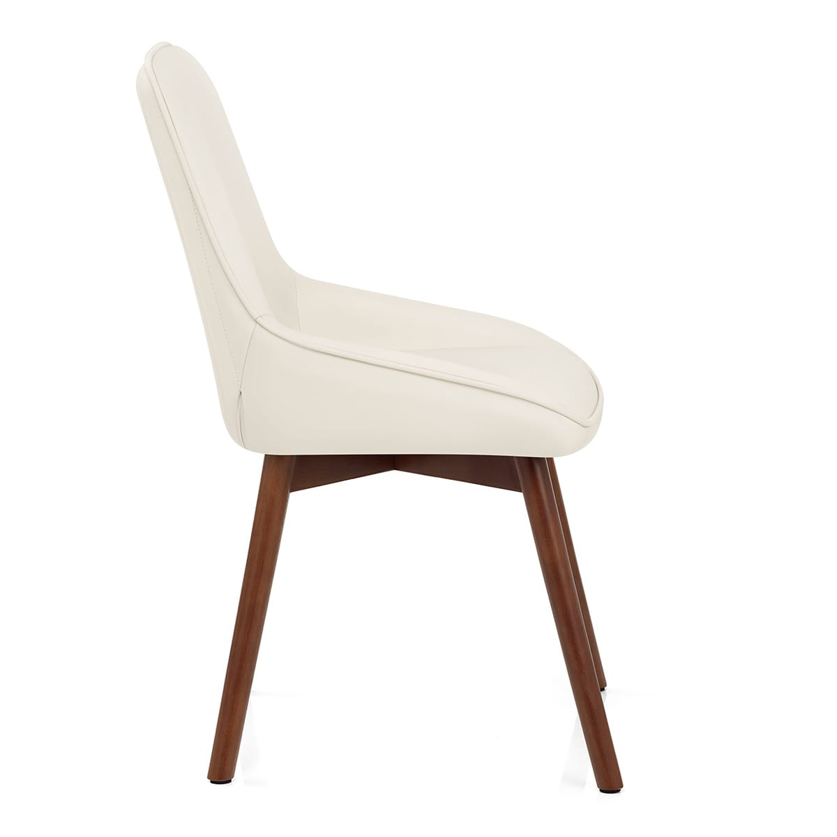 Chaise Cuir Veritable Bois - Vito Crème