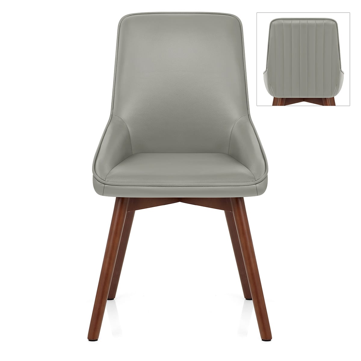 Chaise Cuir Veritable Bois - Vito Gris